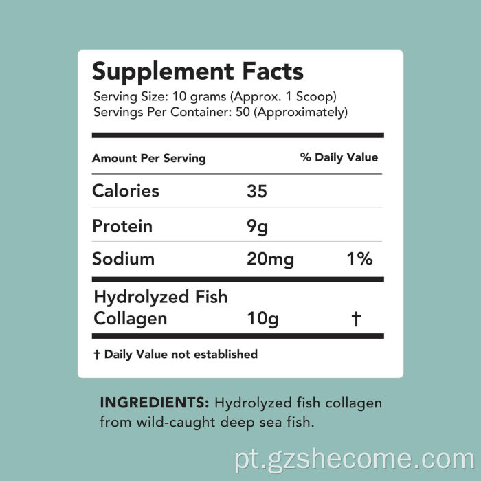 Peptídeos de colágeno marinho Suporte em pó para a saúde da pele